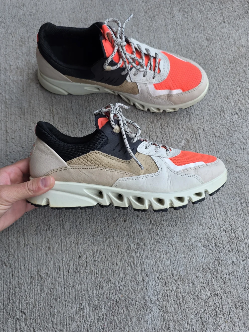 Ecco Women's Neon Orange and Black Mesh Sneakers